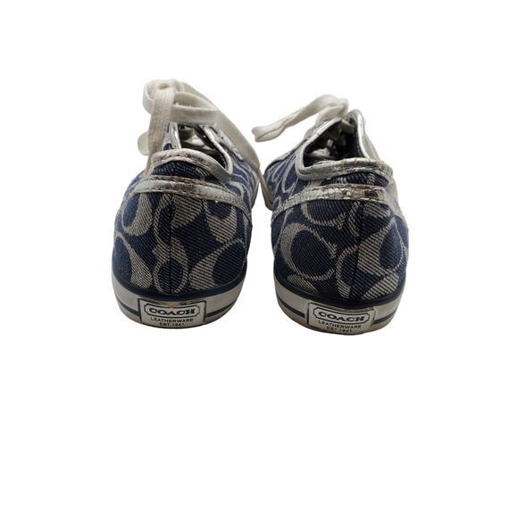 Coach Dee Sneaker Black‎ Signature Logo Lace Up Casual Lace Up Shoes 7.5B - Picture 3 of 9